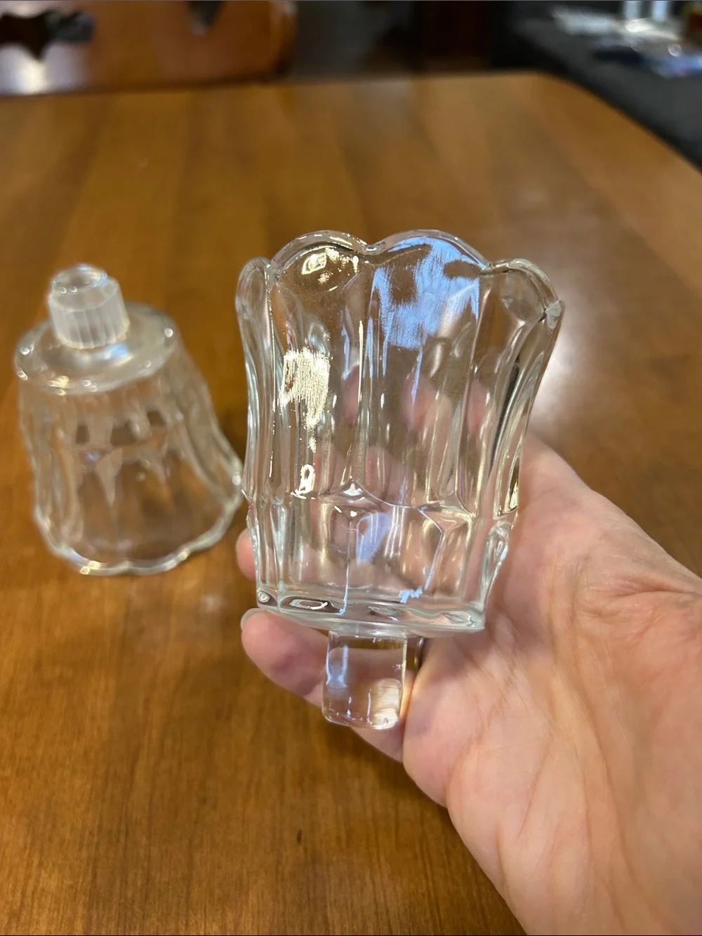 Pair of Clear Glass tulip-Shaped Votive Holders
